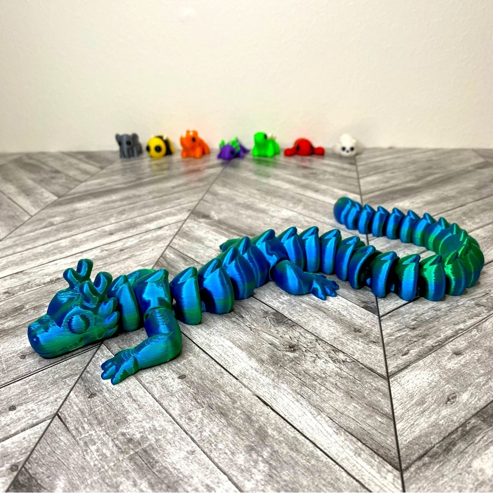 Zou3d ZOU Dragon Multi Color Rainbow Flexi Articulating 3D Printed Dragons